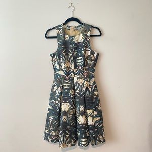 H&M Pleated Cocktail Dress with Palm Motif